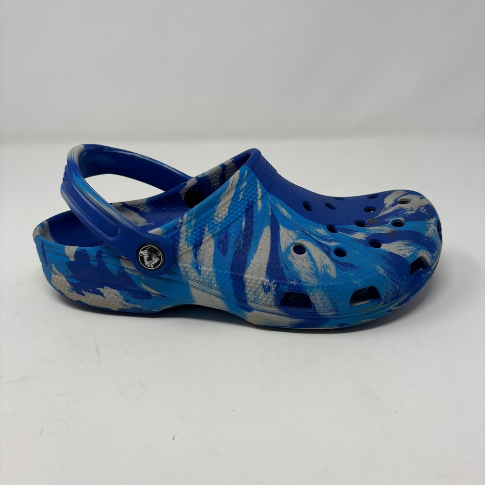 Crocs Classic Marbled Clog Blue White Men 6 Women 8 Water Shoes Sandals
